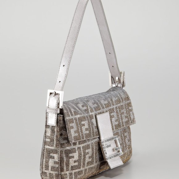 SOLD - Fendi Shimmer Zucca Jacquard Baguette, Gold/Silver/Palladium Baquette - Picture 12 of 16